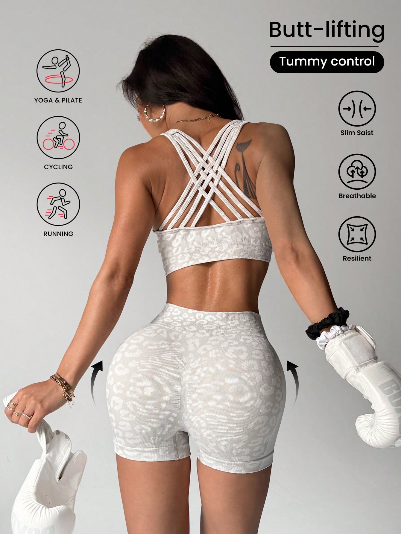 Pilates Yoga Set - High waisted and belly hugging leopard