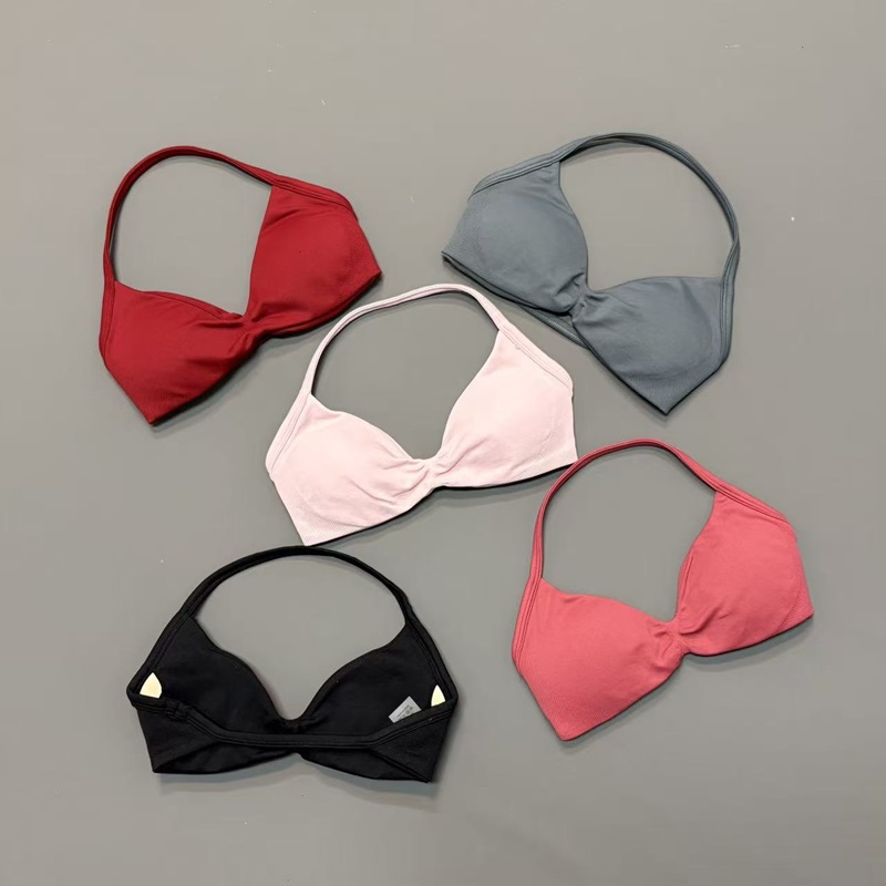 Yoga Strap Cotton - Women Halter Sports Bra V-Neck Padded
