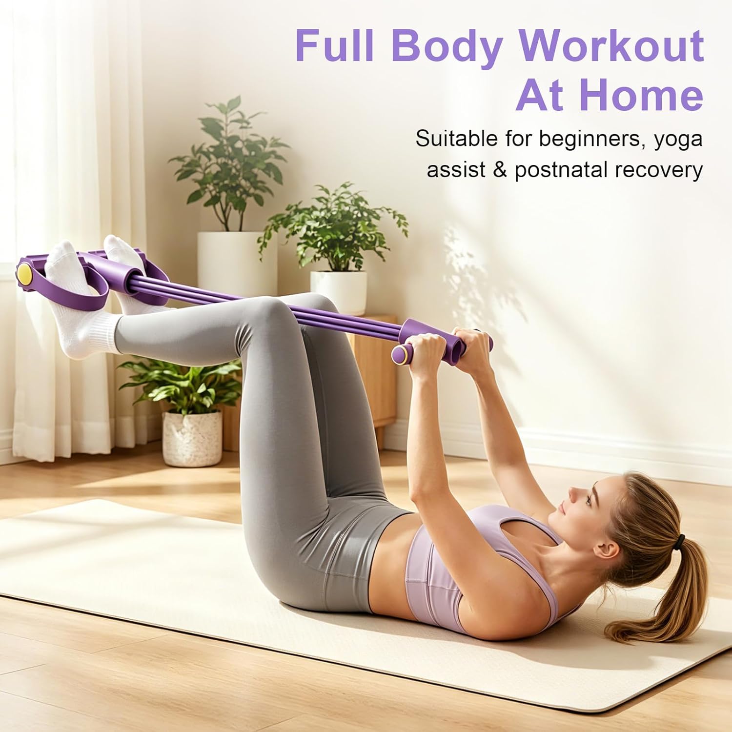 Pilates Yoga Board - 4-Tube Resistance Band Multi Function Tension