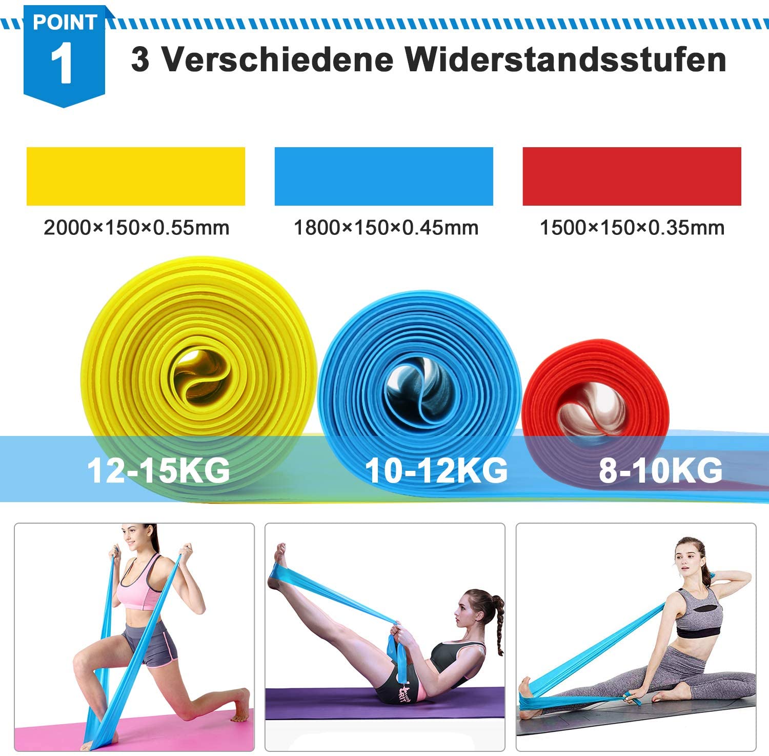 Elastic Fitness Bands 3Pcs Res - Pilates Yoga Board review and price
